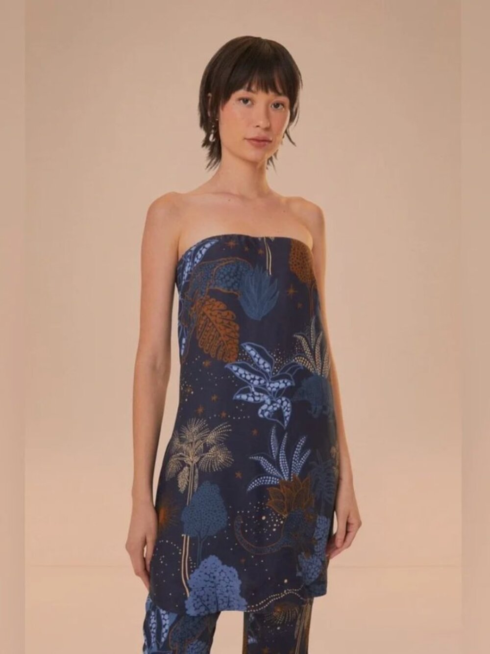 NWT Farm Rio Night Jungle Strapless Top, sz S